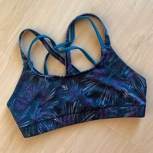 WOMENS WORKOUT TOP CRISS CROSS STRAPS TEAL SIZE SMALL